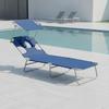 Camp Bed Sturdy Portable Lounge Chair with Sun Cover for Camping, Waterside
