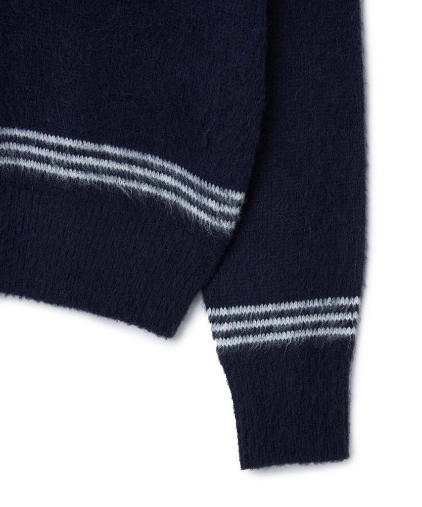 MOONSUN Essential_Unisex Mss Mohair Blend Stripe Knit [Navy]