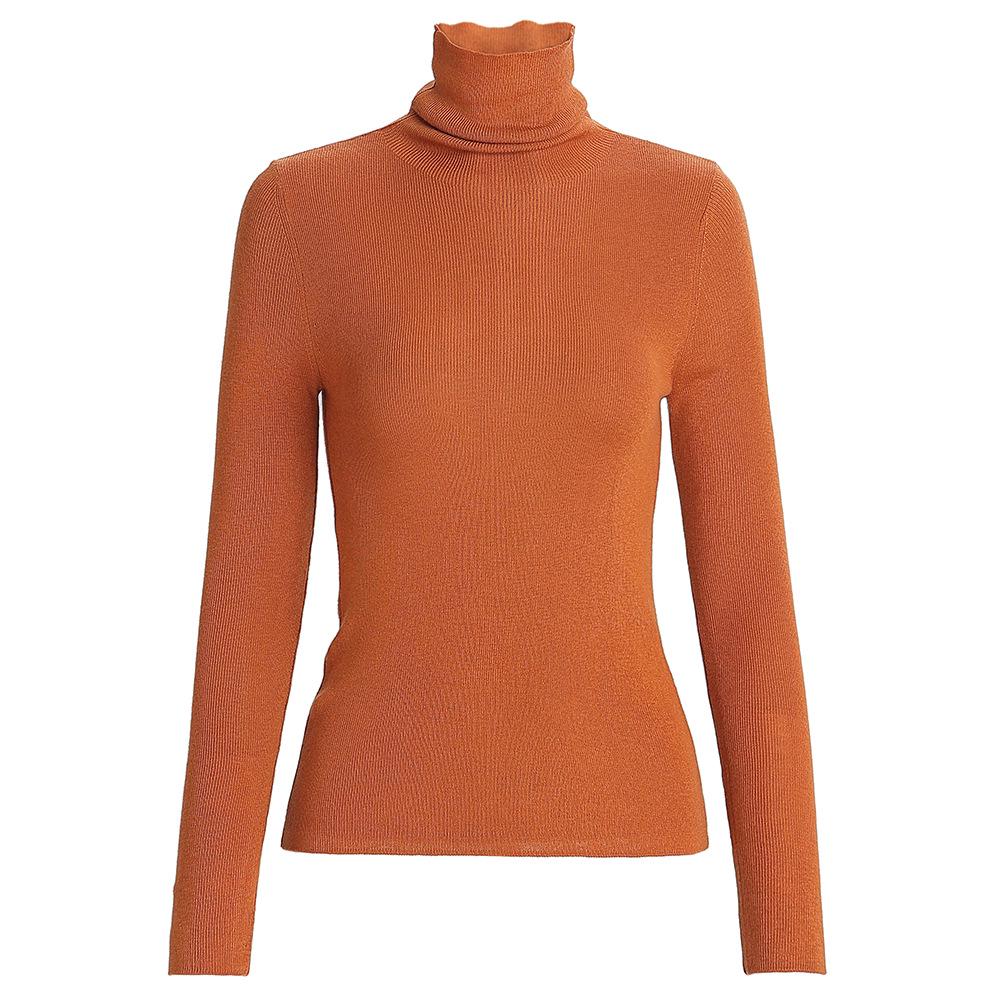 Zhili Women's Spring 2025 Multicolor Slim Fit High Collar Long-Sleeve Knitted Sweater