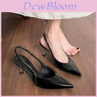 French Stylish Sexy Cat Heel Sandals With Patent Synthetic Leather For Summer Casual Wear
