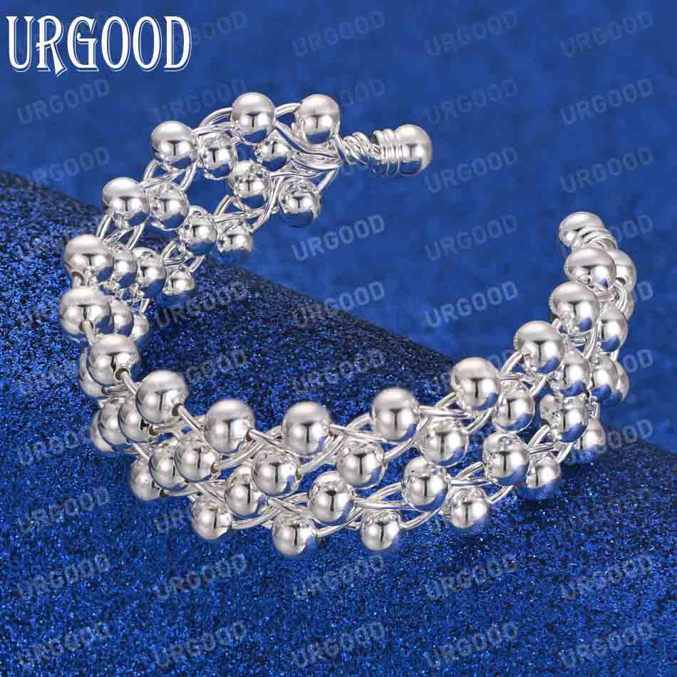 925 Sterling Silver All Light Sliding Bead Bracelet Fashion Wedding Jewelry