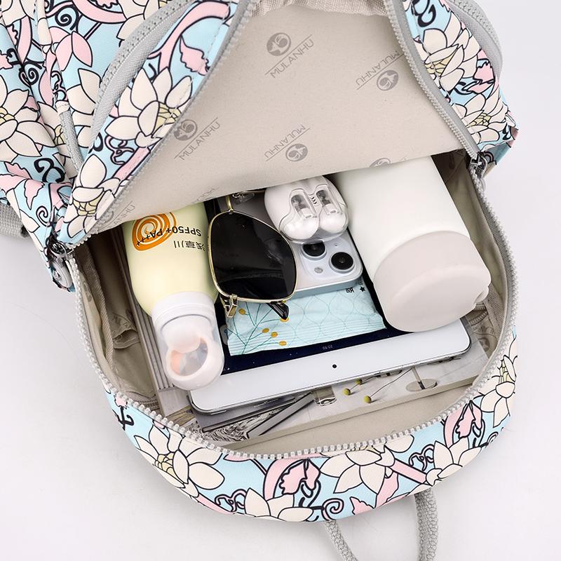 Printed Nylon Backpack Lightweight Travel Backpack