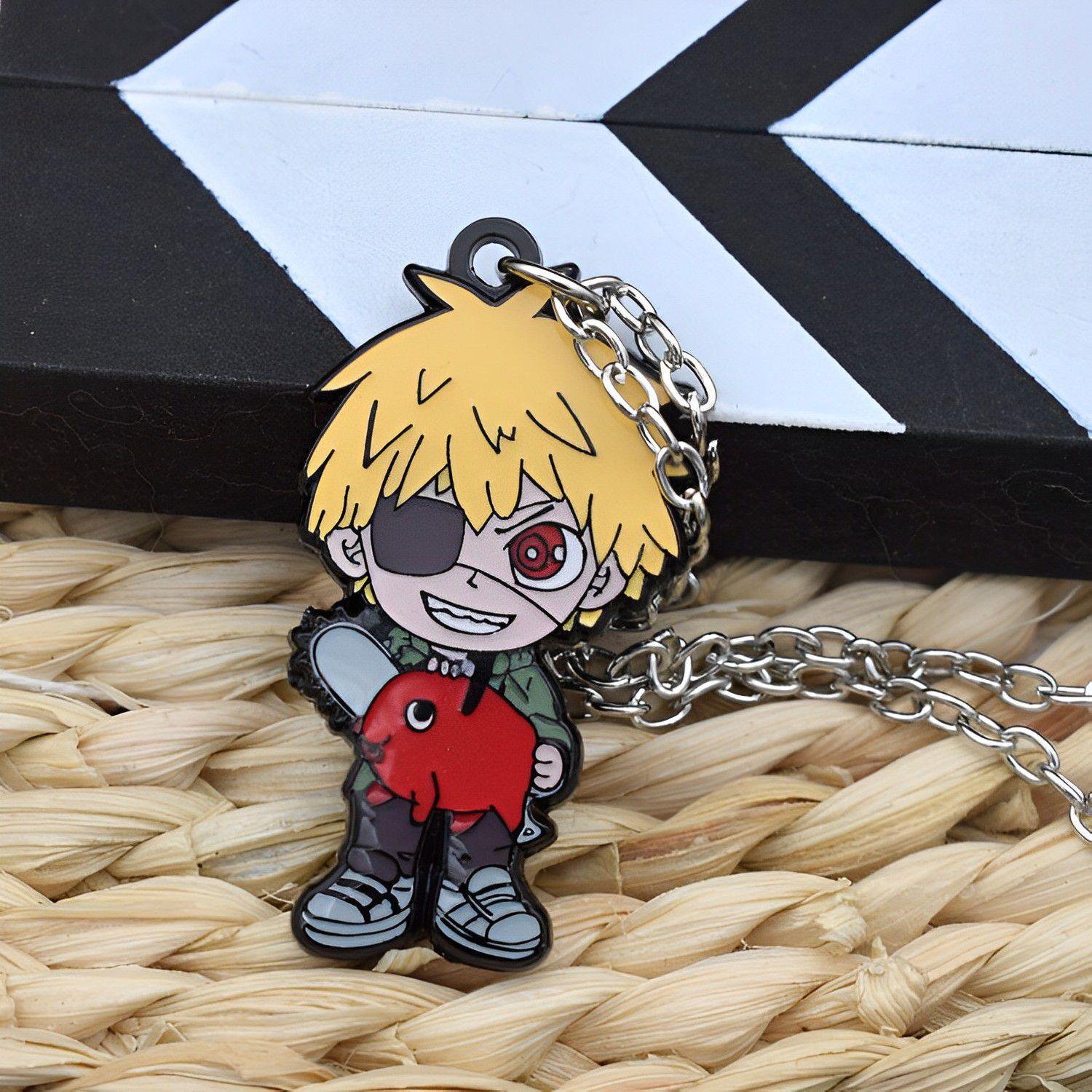 

Man Chainsaw Denji Metal Keychain Necklace Keyring Kids Birthday Christmas Gift Necklace червоний
