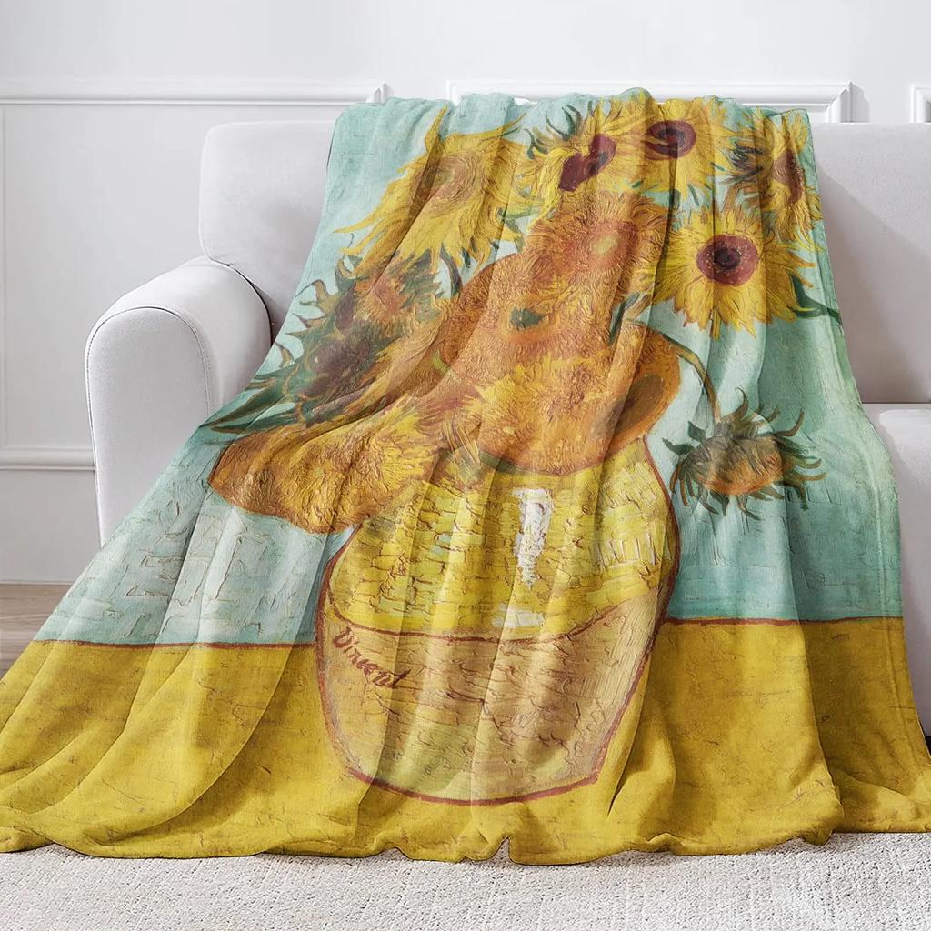 Van Gogh Art Throw Blanket Starry Night Flannel Fleece Blanket Super Soft Warm for Bedding Couch Sofa Plush Blanket for Gift