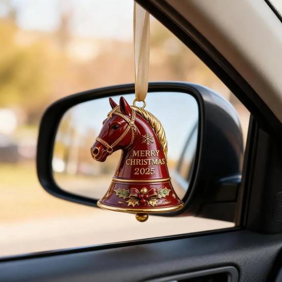 2025 Handmade Horse Bell Ornament Red Metal Christmas Decoration Memorable Gift for Equestrian Lovers