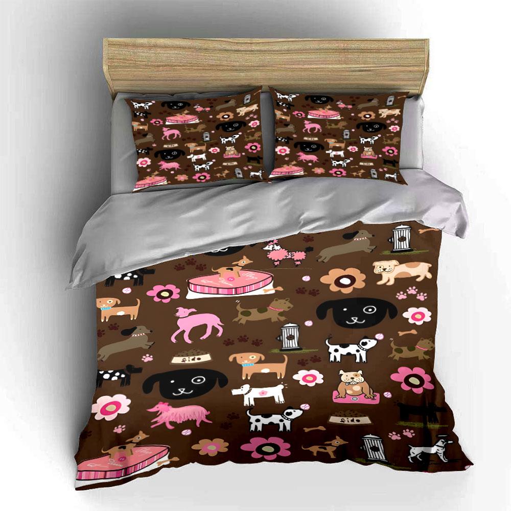 Hundemuster Bettwäsche-Set - Heimdekoration Mehrere Größen Kinder- und Schlafzimmer für Erwachsene Exquisites 3-teiliges Bettwäsche-Set, Geschenk