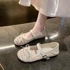 Woven Hollowed-out Word Belt Mary Jane Single Shoes Women's Summer Flat-bottomed Breathable Two Wear Bow-tie Ballet Sandals