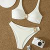 JYL Solid Color Halter Casual Split Swimwear Soft Bikini for Summer Resort Vacation Outing Trip