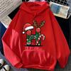 Festive Christmas Alphabet Letter with Santa Hat Graphic Hoodies Xmas Family Matching Holiday Party Sweatshirts Tops Gifts