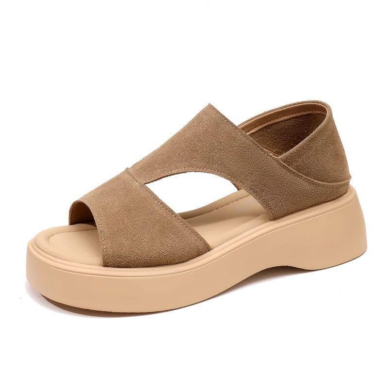 Two-wear sandals women's 2025 new summer mid-heel thick-soled leopard print non-slip soft-soled bag and Roman shoes with skirt