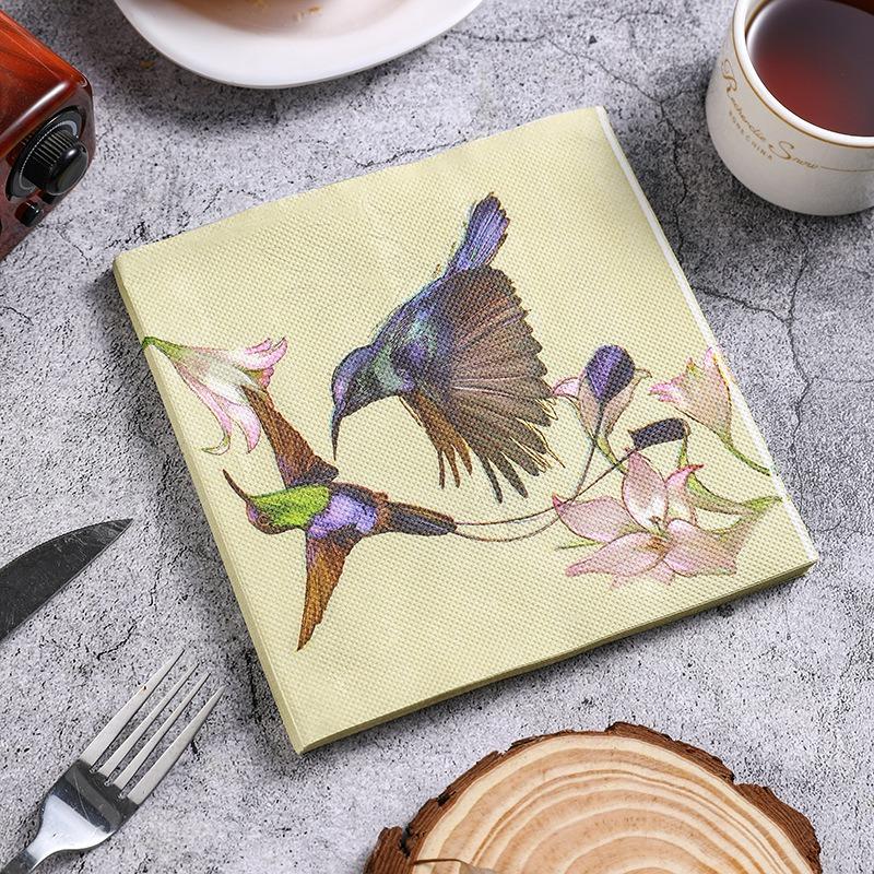 20pcs/pack 33x33cm Birds Flower Paper Cocktail Wedding Birthday Party Decoration Square Dinner Napkins