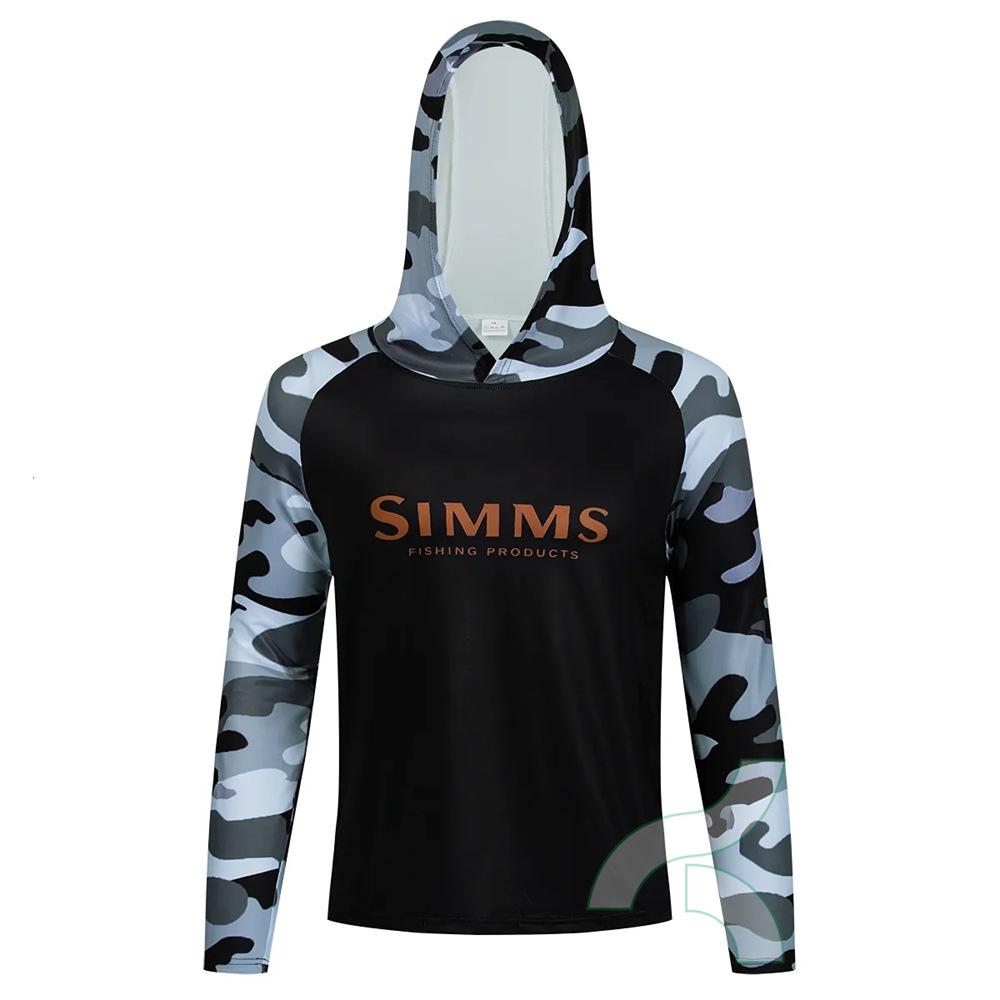 SIMMS Hooded Fishing Suit, Outdoor Lure Fishing Suit, Summer Sun Protection Long-sleeve Top, Quick-dry Breathable Sportswear