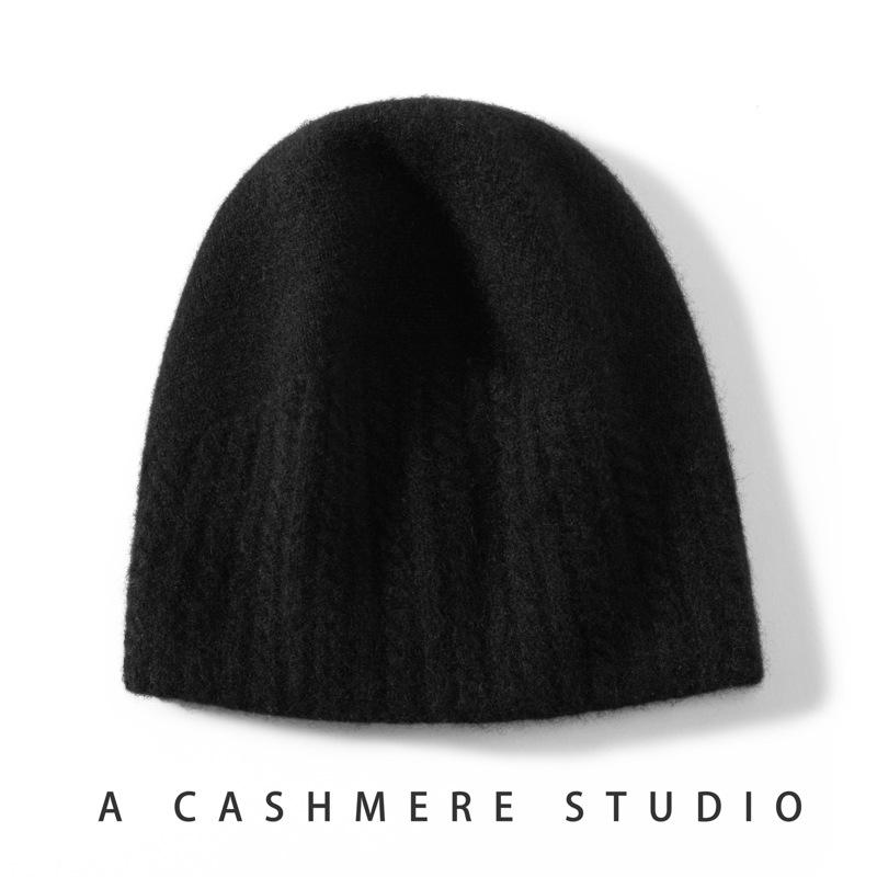 Solid Color Cashmere Knitted Hat Men's and Women's Autumn and Winter Warm Ear Protection Head Hat Twisted Wool Hat Versatile Cold Hat