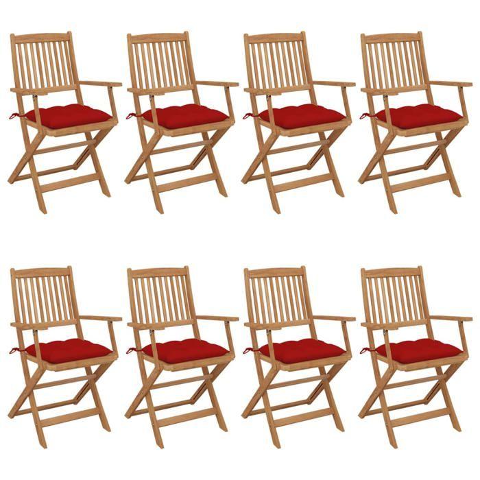 Maison Exclusive - Chaises pliables de jardin lot de 8 avec coussins Bois d'acacia