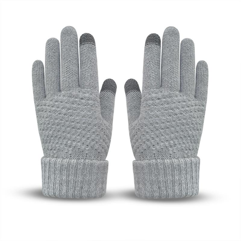 

Женские зимние толстые шерстяные перчатки для езды на велосипеде на открытом воздухе с сенсорным экраном для тепла и изоляции Вязаные перчатки с пряжей для мужчин one size серый