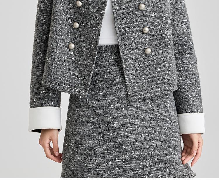 Xiaoxiangfeng coarse woolen elegant short jacket for women in the spring of 2025, with a high-end and casual feel