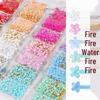 200pcs Five-Petal Nail Art Flowers with Gold & Silver Beads - White & Pink Resin Ornaments