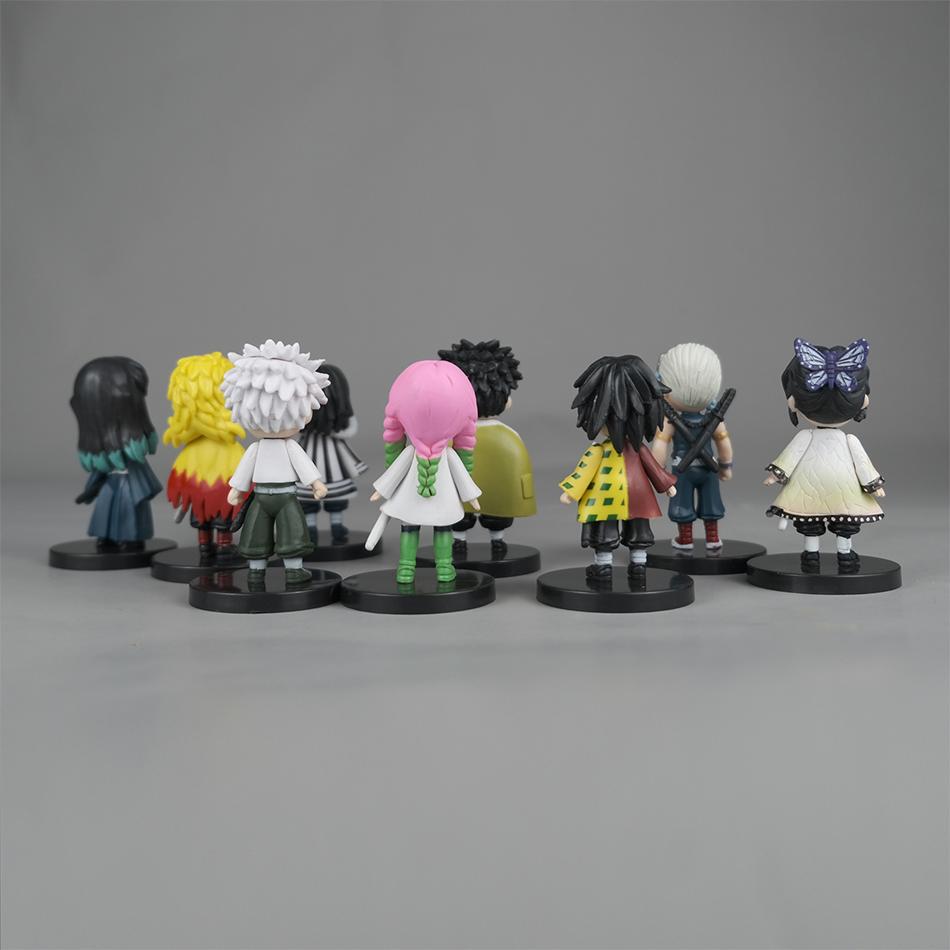 New 9pcs/Set Anime Demon Slayer Action Figures - Tanjirou Nezuko Zenitsu Inosuke Kyoujurou Q Version PVC Kawaii Toy Gift Set