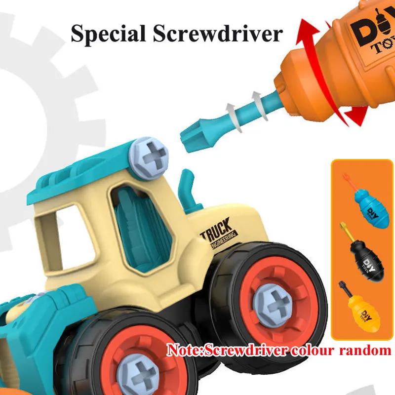 Toddler DIY Construction Truck Toy Set Kids Take-Apart Engineering Car with Screwdriver Tool Educational Building Excavator