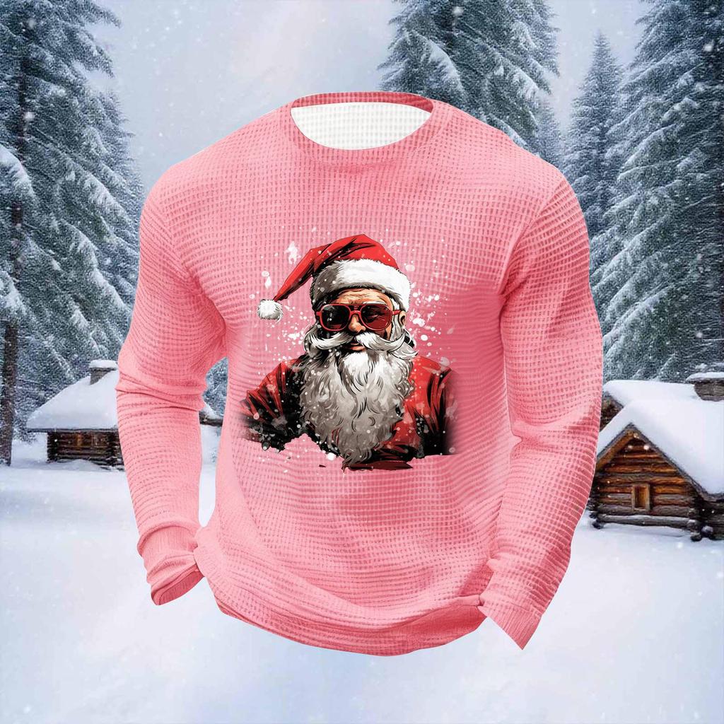 Herre Juleprint Rund Hals Langermet Topper Herre Sport Stor Størrelse Casual Rund Hals Topper