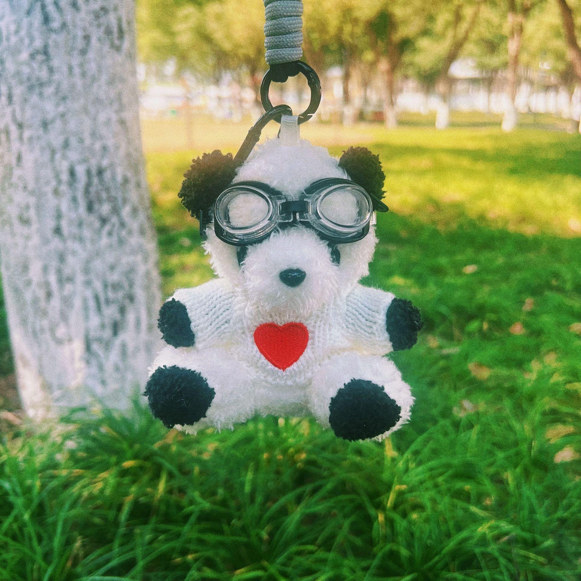 Stuffed Soft Plush Flash Camera Panda Doll Cute Animal Little Plush Toy Keychain Key Chain Bag Pendent Accessories Kids Gifts