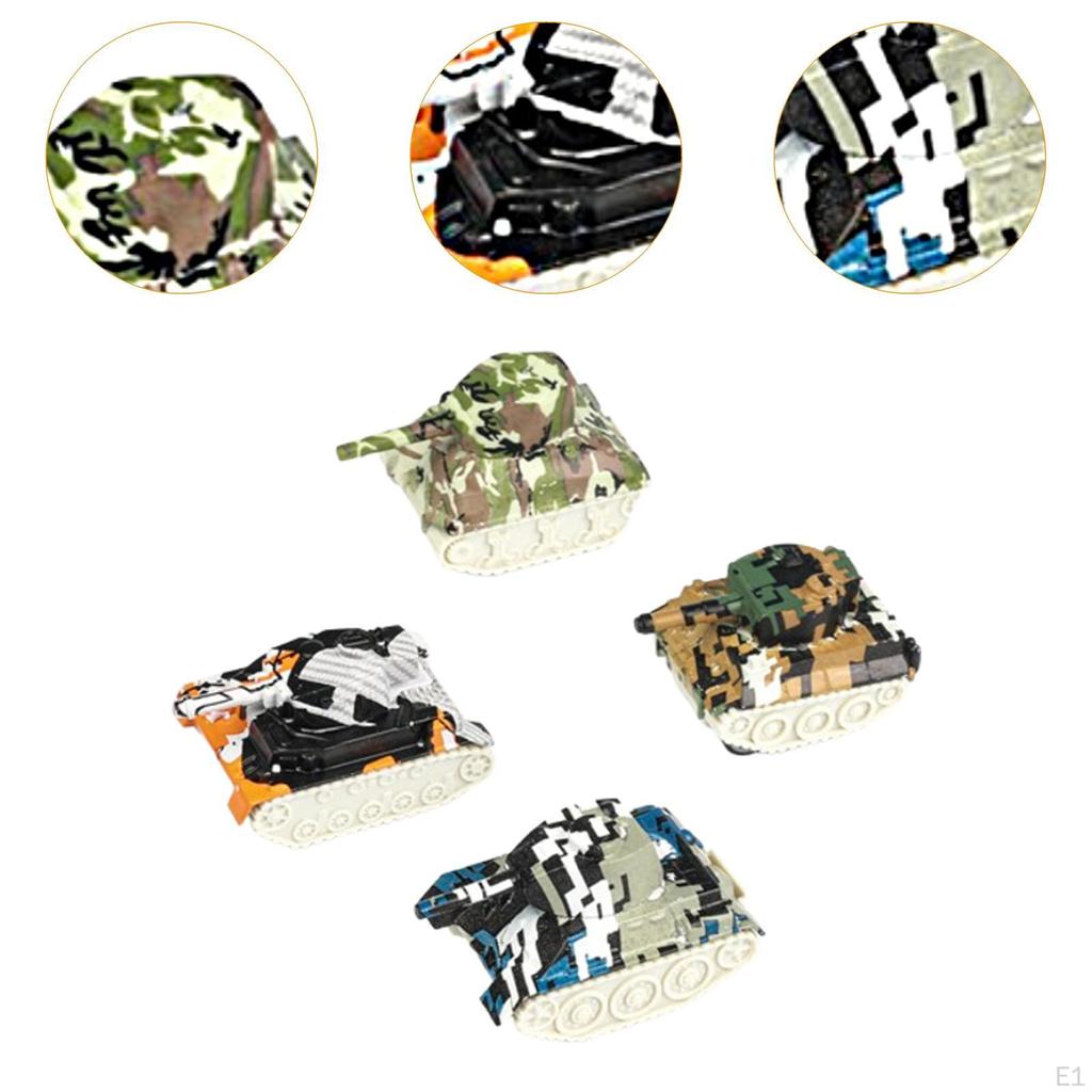 4 Pieces Toy Tank Model Alloy Metal Vehicles 1:76 Scale Playset DIY Ornament Armored