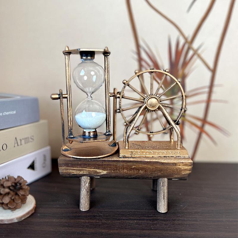 

Пісочний годинник Колесо огляду Ретро-колесо огляду Пісочний годинник Настільна пісочниця Кухонний таймер Антикварний пісочний годинник Декоративний Bronze