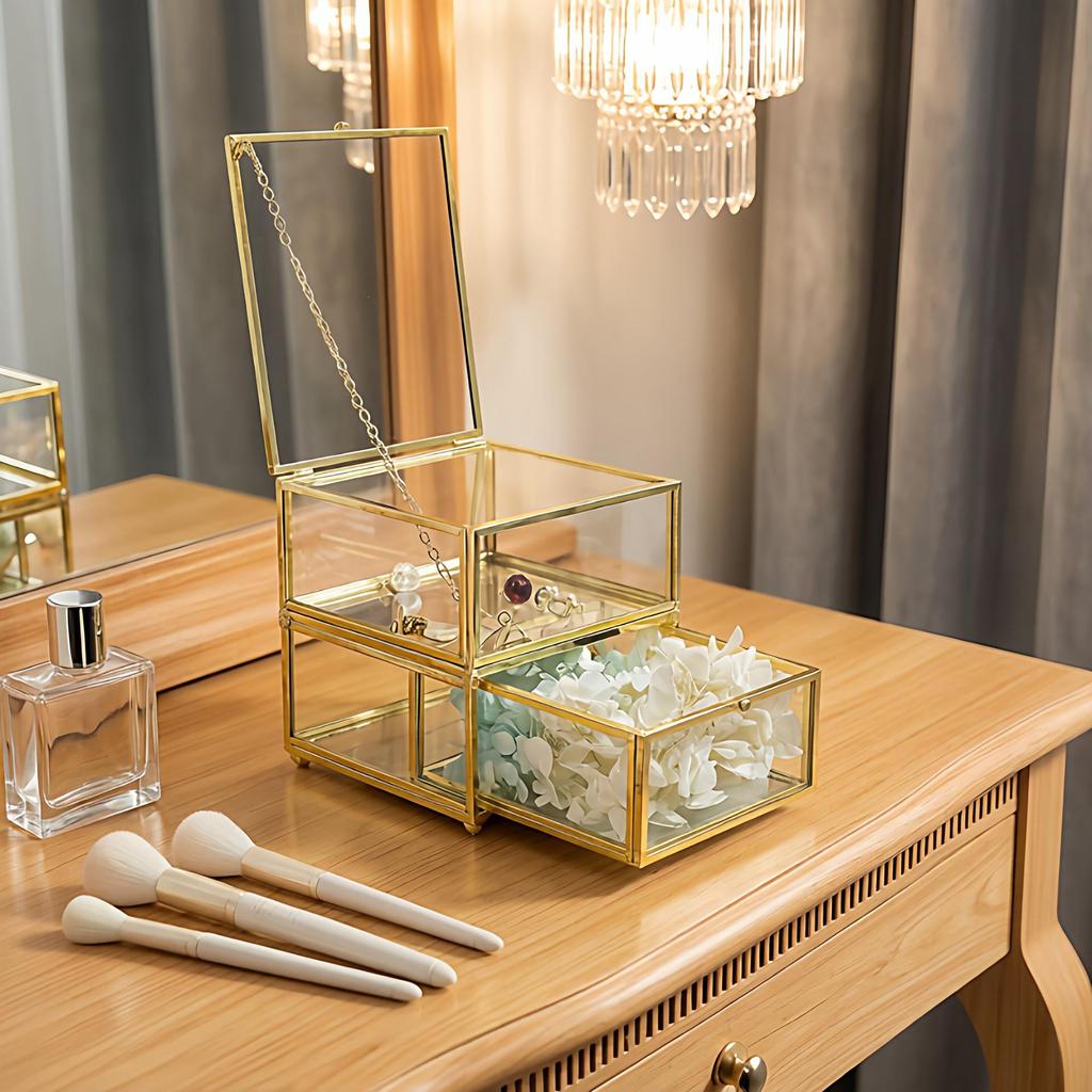 Luxury Jade Pendant Glass Jewelry Display & Storage Box