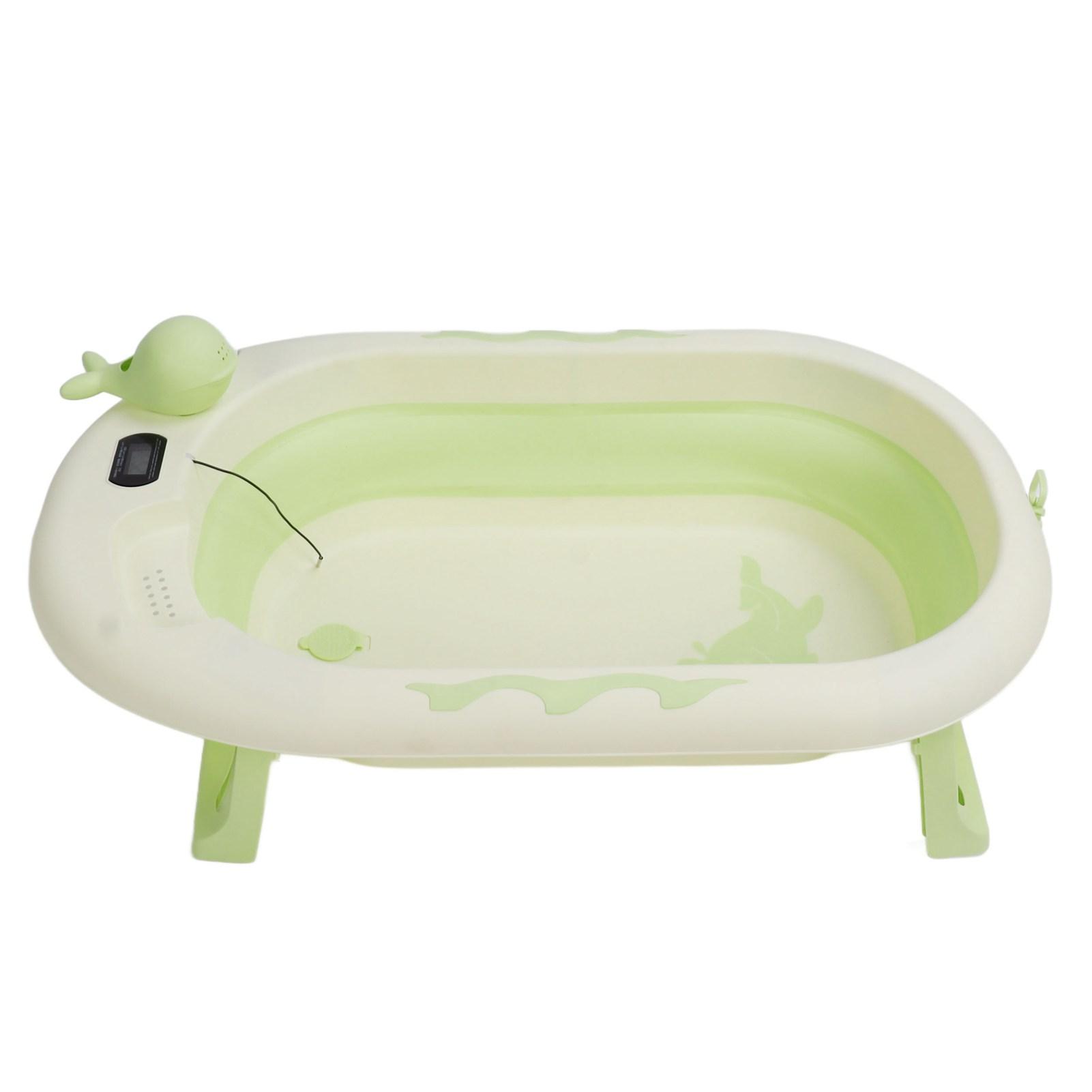 

Детская ванночка складная детская ванночка с датчиком температуры складная утолщенная ванночка для купания сидя и лежа зелёный