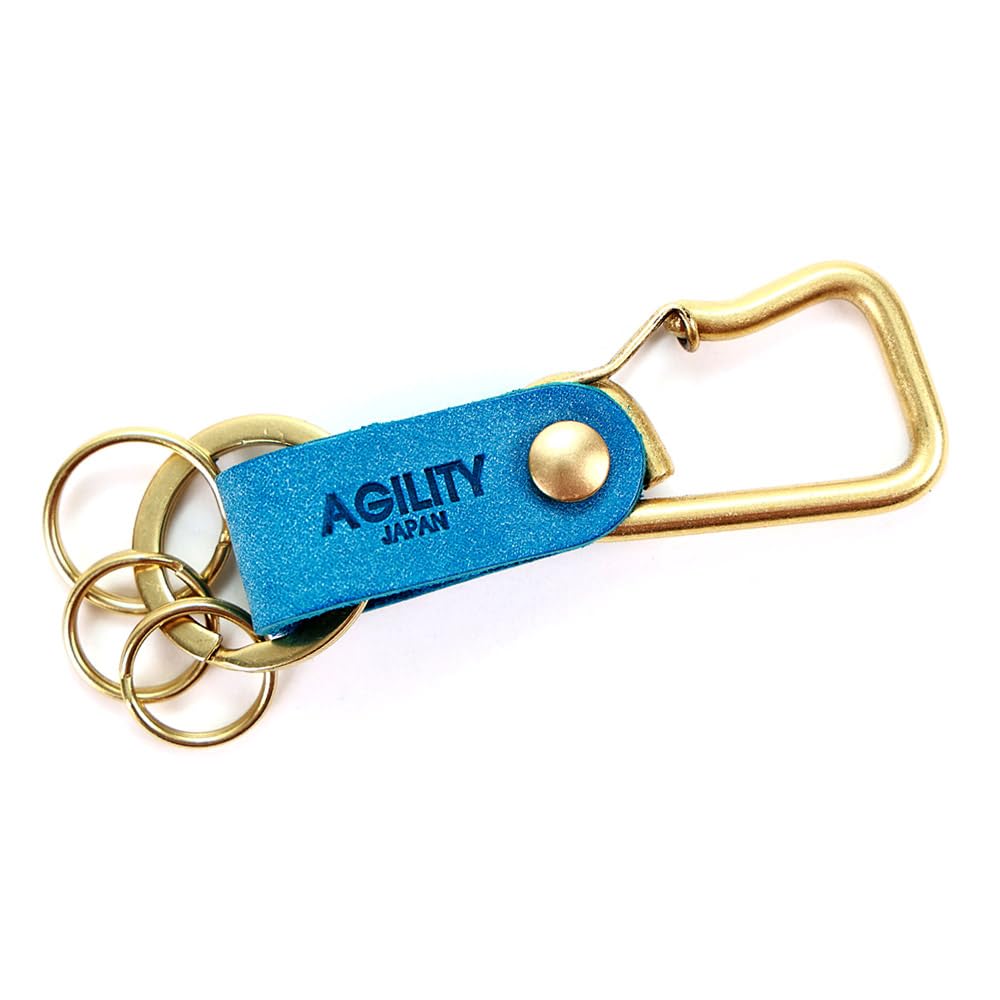 

AGILITY affa Leather Belt Key Turquoise Blue Brouche Carabiner, Keychain, Loop, Accessory, Ring,