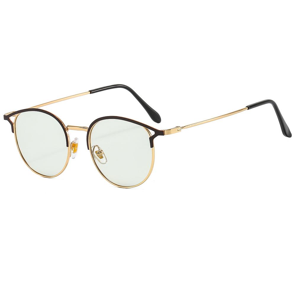 

Модные линзы «кошачий глаз» с круглой оправой для очков с металлической оправой и полной оправой для бровей, с защитой от синего света, женские, с плоским зеркалом color-changing anti-blue light film