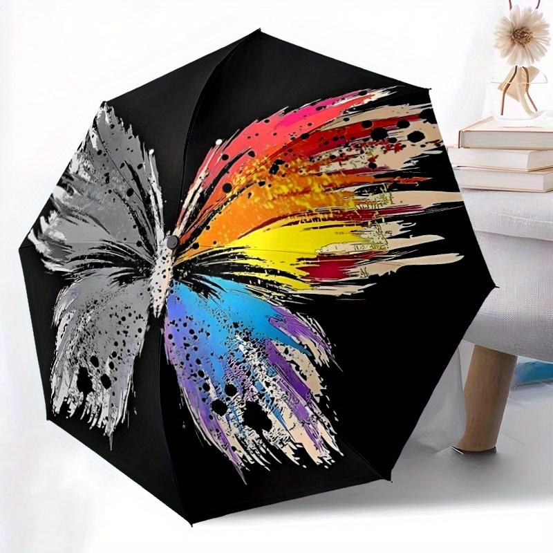 1pc Butterfly Colors Automatic Open 8-Rib Windproof Umbrella, Travel & Commuting, Suitable for All Seasons