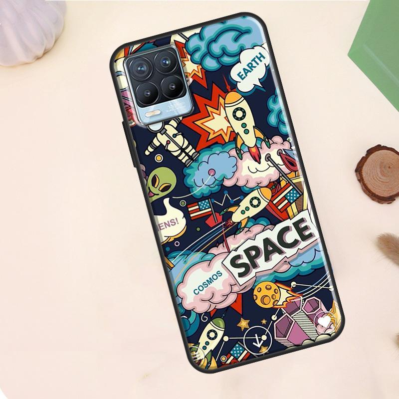 Space Aesthetic Spaceman Astronaut Case For Realme C75 C63 C61 C55 C51 C53 C35 C65 C67 C71 11 12 13 14 15 Pro Plus GT6 GT7 Pro