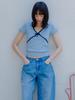 EIGHT DAYS A WEEK Ribbon Slim T-Shirt Sora Ad515