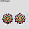 2D Flat Jewelry Cartoon Colorful Mandala Flowers Pattern Dangle Earring Daily Outfits Party Accessories Perfect Gift for Family/ Friends