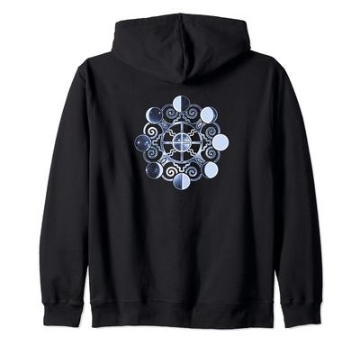 Mondphasen, Erde, Symbole, Magie, Wicca, Heidentum, Keltisch, Reißverschluss-Hoodie