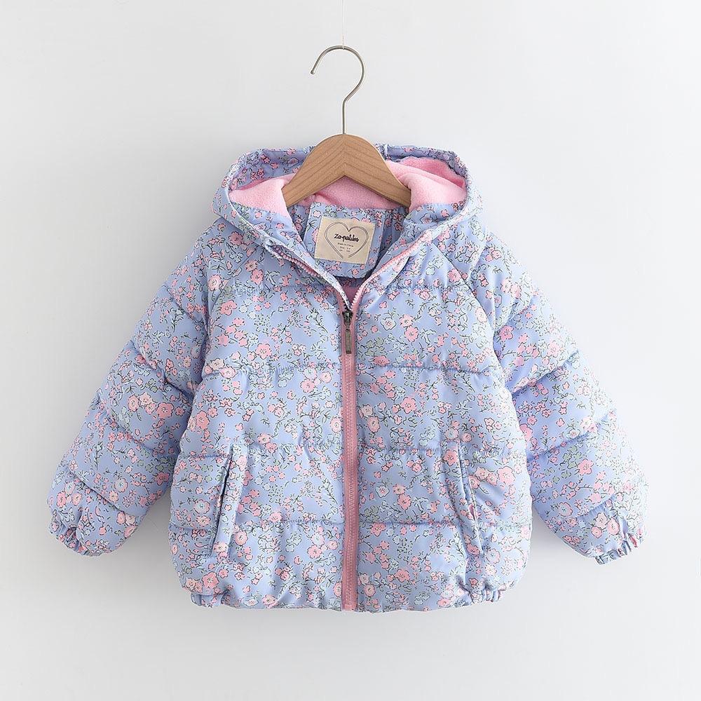 Winter Girls Printed Fashion Cute Fresh Hooded Children's Jacket