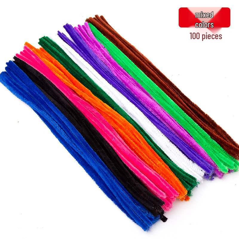Encrypted Pipe Cleaners: Dense, Thickened 8mm White Strips with Mixed Colors for Handmade DIY Bouquets