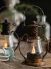 Retro Petroleumlampe Tragbar Altmodische Petroleumlampe Eingebaute Batterie Rustikale Campinglaternen Hof Garten Dekoration