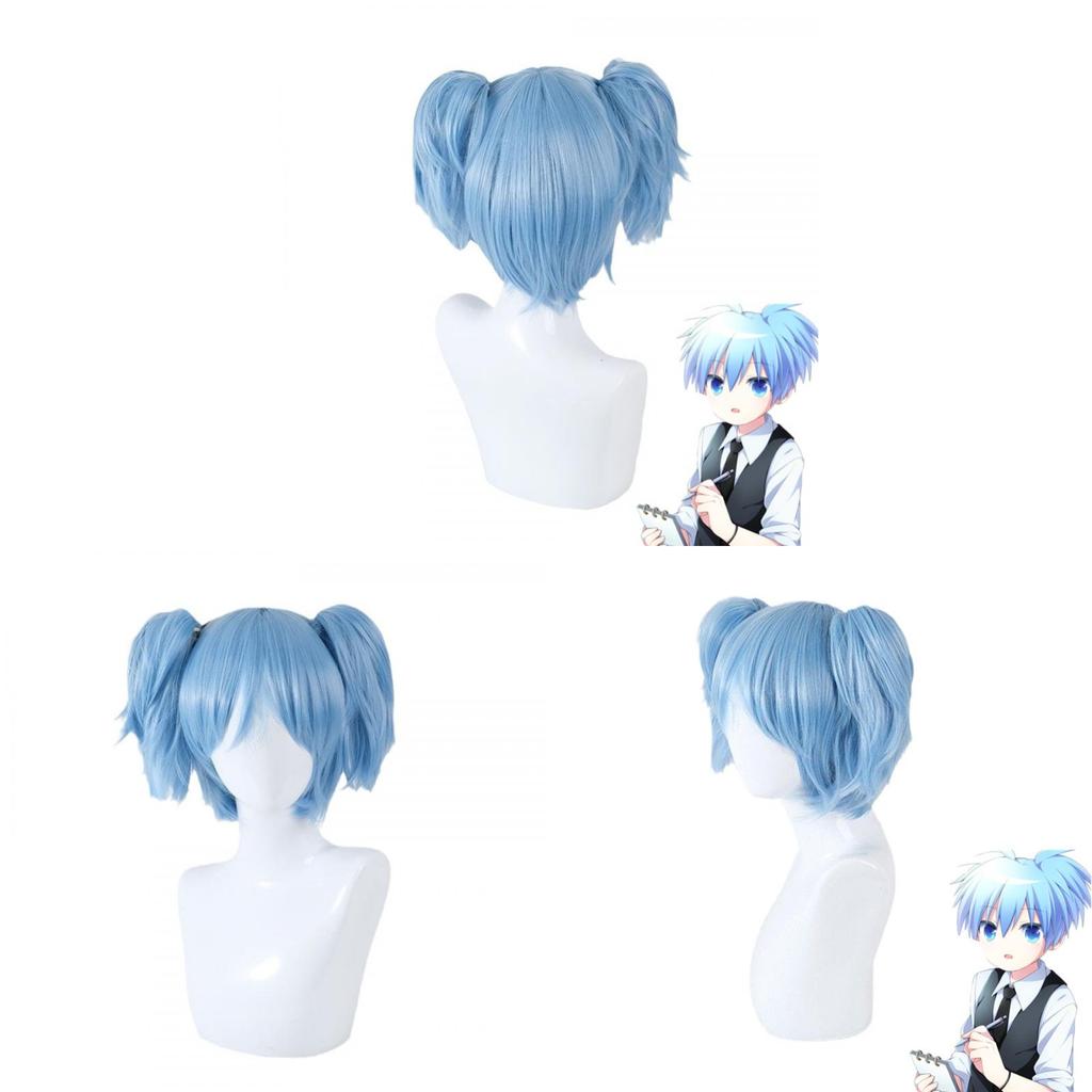 Peluca Cosplay de Shiota Nagisa de Assassination Classroom Con Doble Cola de Caballo Para Fiestas de Disfraces