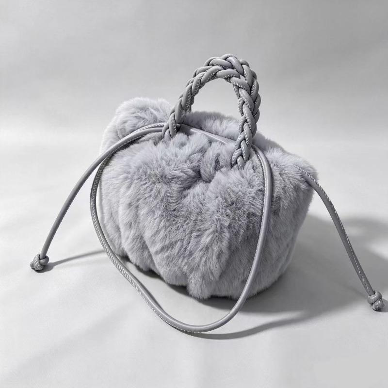 New Plush Bag Imitation Rabbit Fur Cute Pumpkin Bag Portable Lady Bag Autumn and Winter Clouds Soft and Cute Temperament Shoulder Messenger Bag