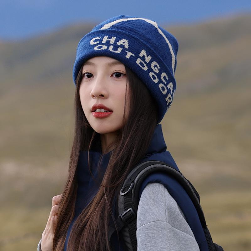 Jacquard Knitted Hat for Men and Women in Autumn and Winter New Hip Hop Skateboard Ear Protection Hoodie Camping Mountaineering Cold Hat