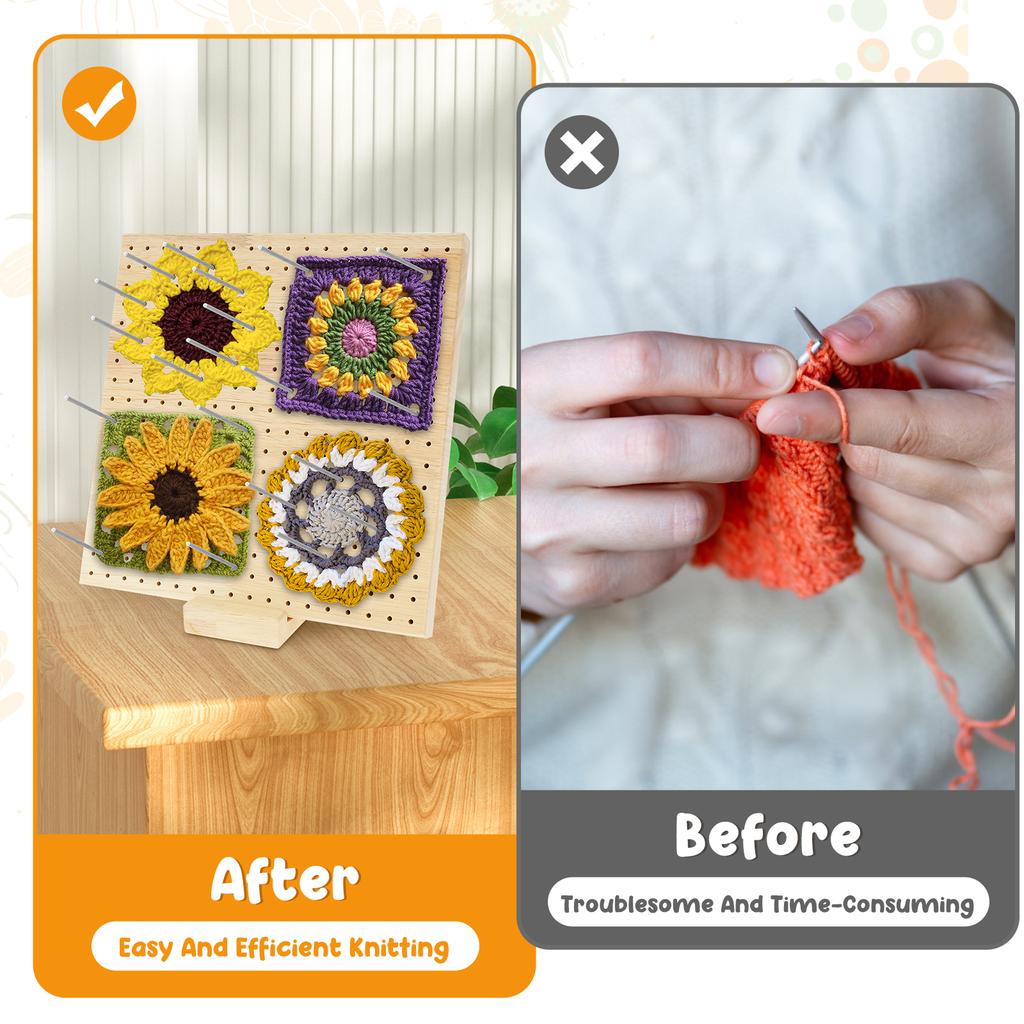 Wood Crochet Blocking Board Kit With Stainless Steel Rod Pins For Knitting Granny Squares Crochet Board Crafting Lovers Gifts