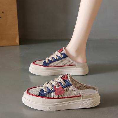 Fashion Women's Shoes On Sale 2024 New Slingbacks Women's Slippers Autumn Mixed Colors Breathable Mesh Flat Casual Comfortable Slippers