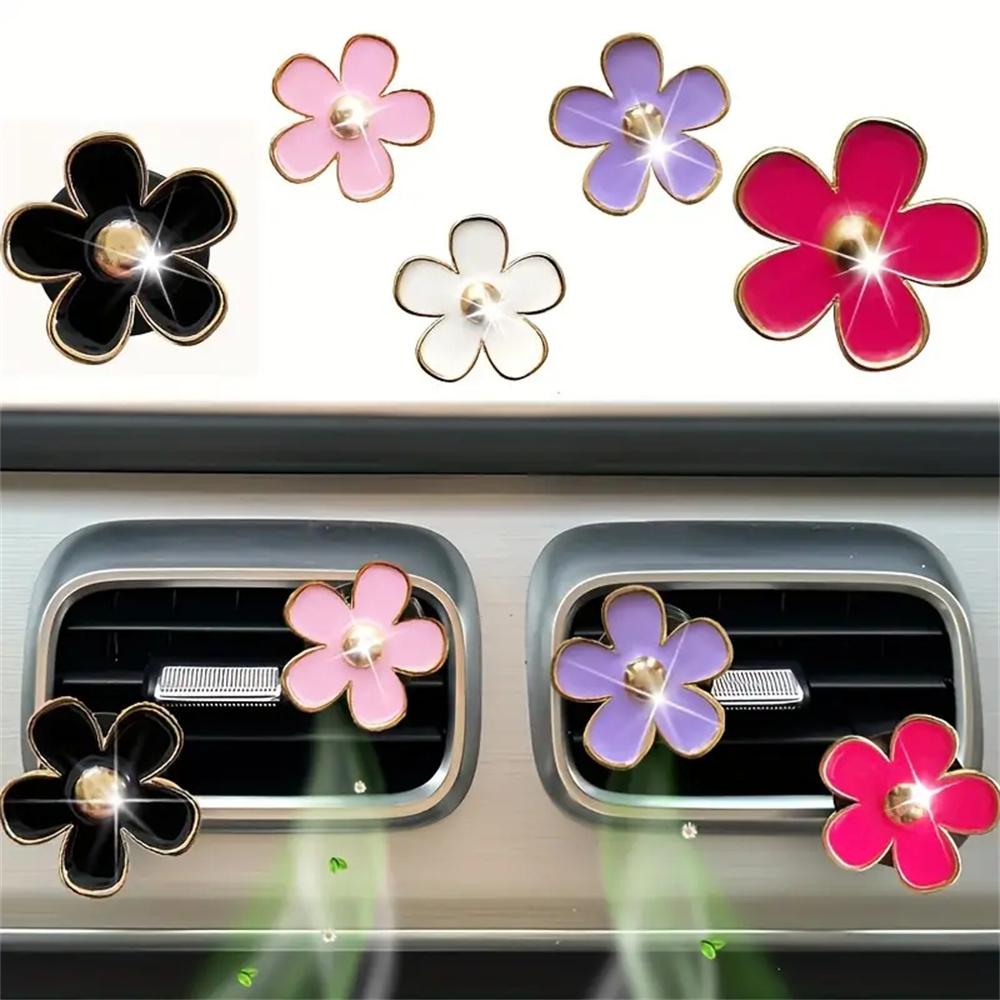 4pc/set Flower Car Outlet Vent Perfume Clips Daisy Car Interior Aromatherapy Fresheners Diffuser Clips Air Outlet Decor Clip