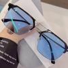 New Metal Double Beam Myopia Eyeglasses Anti Blue Light Photochromic Short Sight Glasses Ultra Light Big Frame Myopia Eyewear