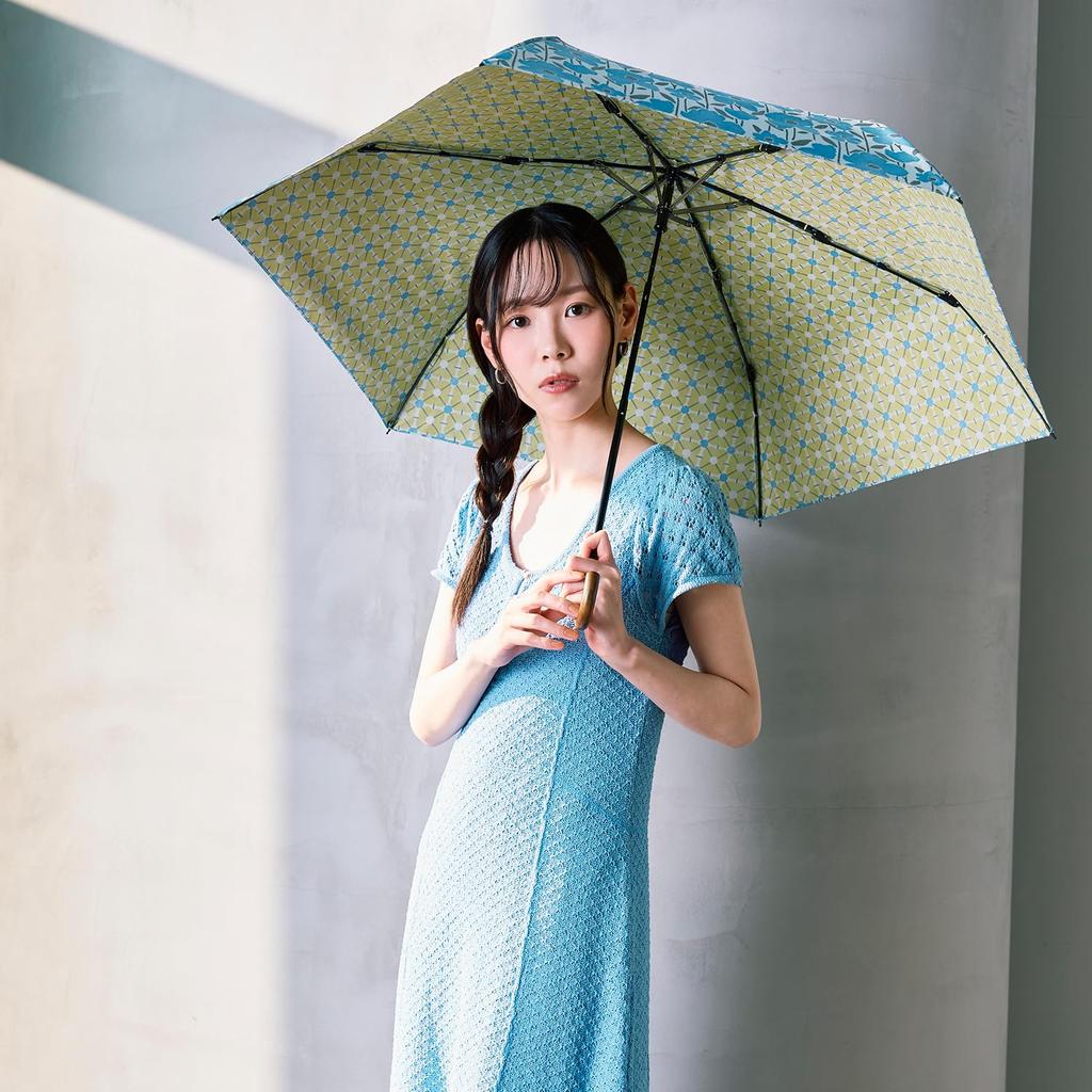 estaa Sun and Rain Floral Heat Sun UV Sky Blue (Esta) Women's Parasol, Umbrella, Foldable, Pattern, Shielding, Protection, Cut, 54cm, 31-230-30325