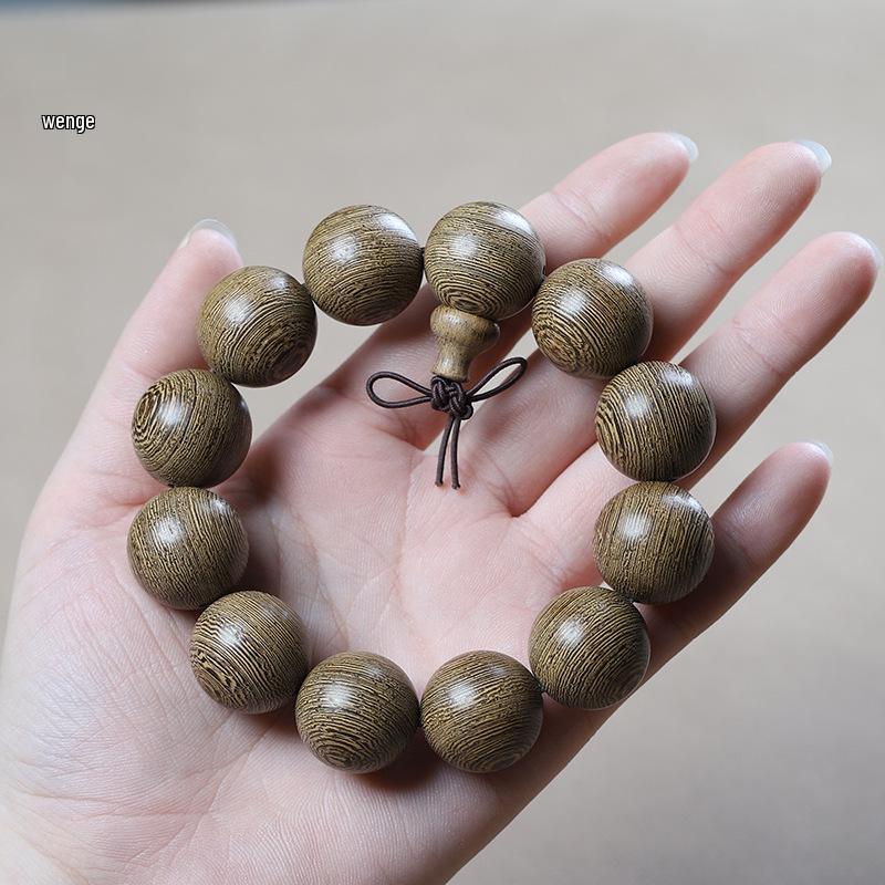 Men's Small-Leaf Red Sandalwood & Green Sandalwood Bracelet with Yellow Rosewood and Ebony Buddhist Beads 2.0".