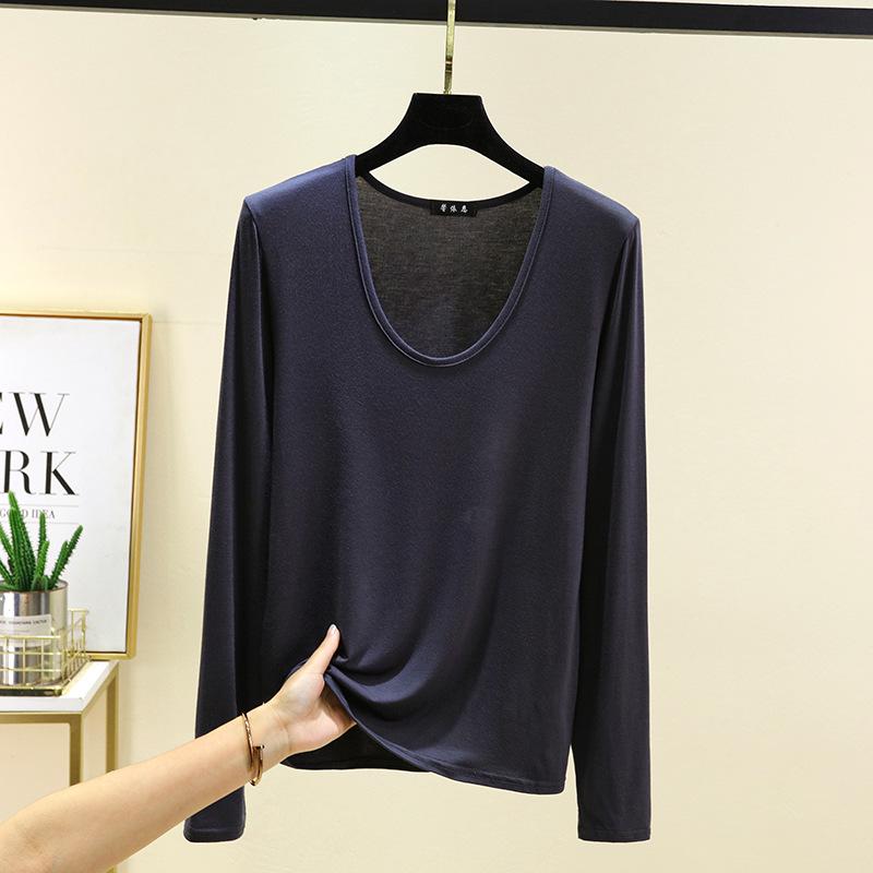 

2025 Women s Slimming Long-Sleeve Modal Top - Spring & Autumn Plus Size M