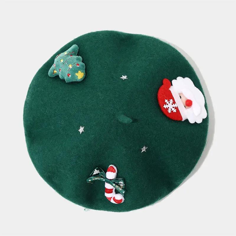 LDSLYJR Autumn Winter Cotton Cartoon Warm Beret Painter Hat Octagonal Hat Women and Girl 02